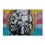 Cakapuzzle Maskeli Kadın Duvar Boyama 120 Parça Ahşap Puzzle