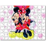 Cakapuzzle Mickey ve Minnie Mouse Illüstrasyon Pembe 120 Parça Puzzle