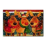 Cakapuzzle Noel Babanın Geyikleri Atkılı ve Bereli 120 Parça Ahşap Puzzle