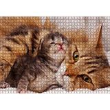 Cakapuzzle Sevimli Tekir ve Minicik Yavrusu Yakın Çekim 120 Parça Ahşap Puzzle