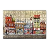 Cakapuzzle Sokakta Binalar ve Dükkanlar Karikatürize 120 Parça Ahşap Puzzle