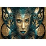 Cakapuzzle Sürrealistik Kadın Yüzü ve Siyah Saçları 120 Parça Ahşap Puzzle