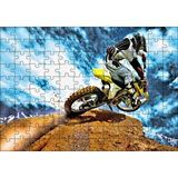 Cakapuzzle Tepenin Üzerindeki Motokrosçu ve Bulutlar 120 Parça Ahşap Puzzle