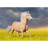 Cakapuzzle Toprak Rengi At Çiçekler Arasında Koşarken Görsel Puzzle Yapboz Mdf Ahşap