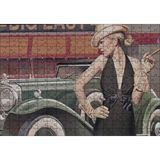 Cakapuzzle Yeşil Antika Araba ve Puro İçen Kadın 120 Parça Ahşap Puzzle