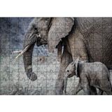 Cakapuzzle Yetişkin Fil ve Yavrusu 120 Parça Ahşap Puzzle