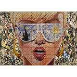 Cakapuzzle Yıldızlı Gece Desenli Gözlüklü Retro Kız 120 Parça Ahşap Puzzle