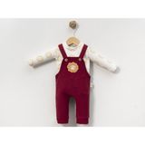 Çakar Bebe Aslan Nakışlı Uzun Kollu Erkek Bebek Salopet Takımı - Bordo - 6 - 9 Ay