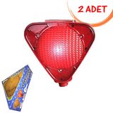 Çakar Lamba Üçgen Flaşör Güneş Enerjili Ledli Solar Uyarı İkaz Flaşörü (Kırmızı) 2 ADET