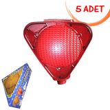 Çakar Led Lamba Üçgen Flaşör Güneş Enerjili Ledli Solar Uyarı Flaşörü (Kırmızı) 5 ADET