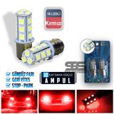 Çakar Ledli Stop Ampulü Fren Lambası 18 Led Kırmızı Çift Duy