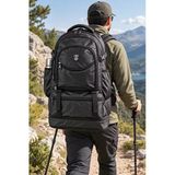 Cakard Siyah 60 L Körüklü Dağcı Sırt Çantası Outdoor Trekking 63X37x21 Cm