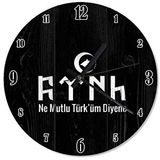 Cakasaat Ahşap Zeminde Hilal İçinde Kurt Kafası Poster Duvar Saati
