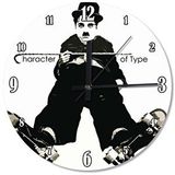 Cakasaat Bastonlu Charlie Chaplin Ahşap Duvar Saati