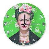 Cakasaat Frida Kahlo Yeşil Zeminde Duvar Saati