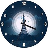Cakasaat Gece Paris Eyfel Kulesi Çizimi Duvar Saati