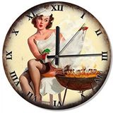 Cakasaat Gil Elvgren Mangal Keyfi Analog Duvar Saati