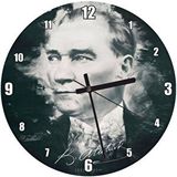 Cakasaat Mustafa Kemal Atatürk Portresi Ve İmzası Görseli Duvar Saati Çok Renkli