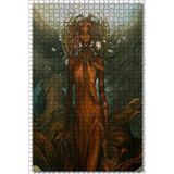 Cakatablo Afrikalı Tanrıça ve Yöresel Kıyafeti 1000 Parça Puzzle Yapboz MDF Ahşap