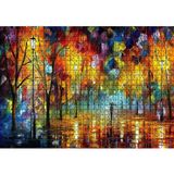Cakatablo Ağaçlı Yolda Şemsiyeli Adam Yağlı Boya 1000 Parça Puzzle Yapboz MDF Ahşap