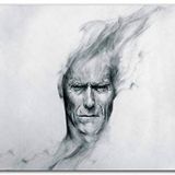 Cakatablo Ahşap Tablo Clint Eastwood Karakalem Resim Çalışması