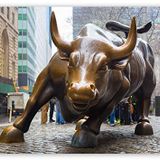 Cakatablo Ahşap Tablo Manhattan Wall Street Önü Boğa Heykeli