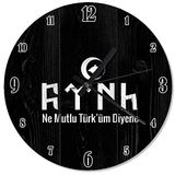 Cakatablo Ahşap Zeminde Hilal İçinde Kurt Kafası Poster Duvar Saati