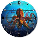 Cakatablo Ahtapot Sessiz Duvar Saati