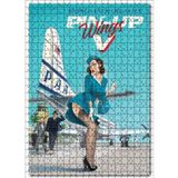 Cakatablo Amerikan Yolcu Uçağı ve Seksi Hostes Vintage 500 Parça Puzzle Yapboz MDF Ahşap
