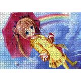 Cakatablo Anime Şemsiyeli Küçük Kız ve Gökkuşağı 1000 Parça Puzzle Yapboz MDF Ahşap