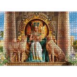 Cakatablo Antik Mısır'da Nefertiti ve Tahtın Yanında Çitalar 1000 Parça Puzzle Yapboz MDF Ahşap