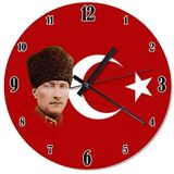 Cakatablo Atatürk ve Bayrak Desenli Duvar Saati