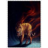 Cakatablo Ateş Saçan Kaplan Mavi Gece 500 Parça Puzzle Yapboz MDF Ahşap