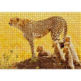 Cakatablo Atletik Çita ve Sevimli Yavruları 1000 Parça Puzzle Yapboz MDF Ahşap