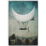 Cakatablo Ay Şeklilli Uçan Balon Görseli 1000 Parça Puzzle Yapboz MDF Ahşap