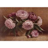 Cakatablo Bordo ve Pembe Çiçekler 1000 Parça Puzzle Yapboz MDF Ahşap