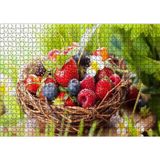 Cakatablo Çilek Ahududu Yaban Mersini Kiraz Meyve Sepeti Görseli 1000 Parça Puzzle Yapboz MDF Ahşap