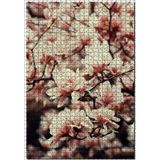 Cakatablo Dallarda Pembe Beyaz Manolya Çiçekleri 1000 Parça Puzzle Yapboz MDF Ahşap