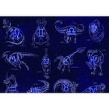 Cakatablo Dinozorlu Burç Sembolleri Neon 1000 Parça Puzzle Yapboz MDF Ahşap