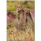 Cakatablo Doğada Çita Ailesi Görseli 1000 Parça Puzzle Yapboz MDF Ahşap