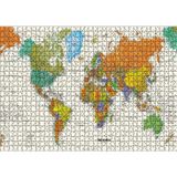 Cakatablo Dünya Haritası Sular Beyaz Renkte 1000 Parça Puzzle Yapboz MDF Ahşap