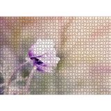 Cakatablo Eflatun Rengi Çiçek ve Su Damlaları 1000 Parça Puzzle Yapboz MDF Ahşap