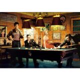 Cakatablo Elvis Clark Marilyn ve James Bilardo Masasında 120 Parça Puzzle Yapboz MDF Ahşap