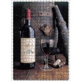 Cakatablo Fıçı Şarap Şişesi ve Dolu Kadeh 500 Parça Puzzle Yapboz MDF Ahşap