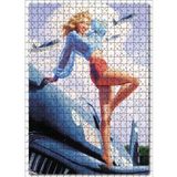 Cakatablo İkinci Dünya Savaş Uçağı ve Seksi Kız 500 Parça Puzzle Yapboz MDF Ahşap
