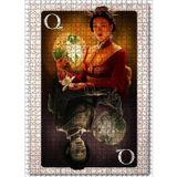 Cakatablo İskambil Kağıdı Kadın Ölüm Hayelet Görseli 1000 Parça Puzzle Yapboz MDF Ahşap