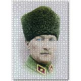 Cakatablo Kalpaklı Atatürk Portresi Renkli Görsel 1000 Parça Puzzle Yapboz MDF Ahşap