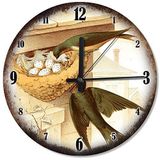 Cakatablo Kırlangıçlar Ailesi Ve Yuvası Analog Duvar Saati