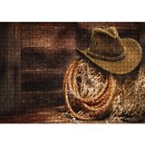 Cakatablo Kovboy Şapkası Kementi Saman 1000 Parça Puzzle Yapboz MDF Ahşap