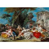 Cakatablo Kuş Kafesleri ve Kadınlar Yağlı Boya Çizim 1000 Parça Puzzle Yapboz MDF Ahşap